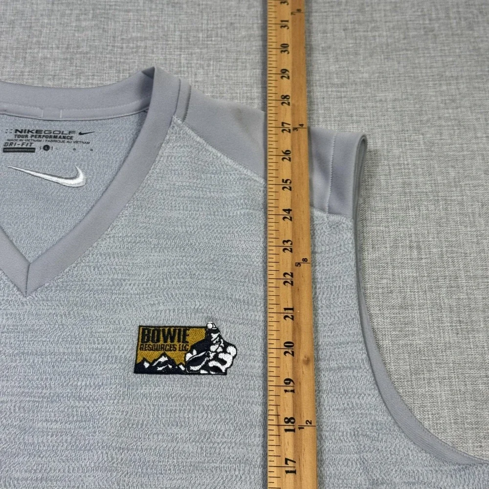 Nike Golf Sweater Vest Mens L Gray V-Neck Dri-FIT Tour Performance Sleeveless - Picture 10 of 12